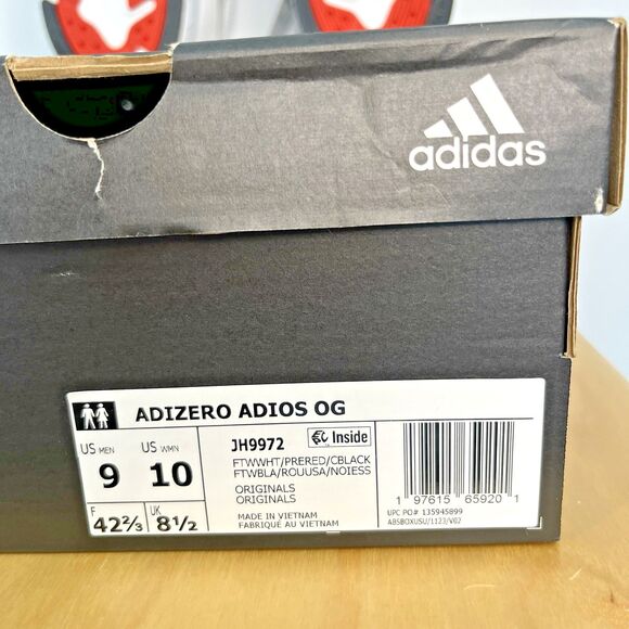 Adidas Adizero Adios OG Cloud White/Preloved Red/Core Black JH9972 Men\'s Size 9 main image 8